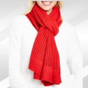 2/$30 DKNY Women’s Red Open-Knit Blocked Scarf One Size